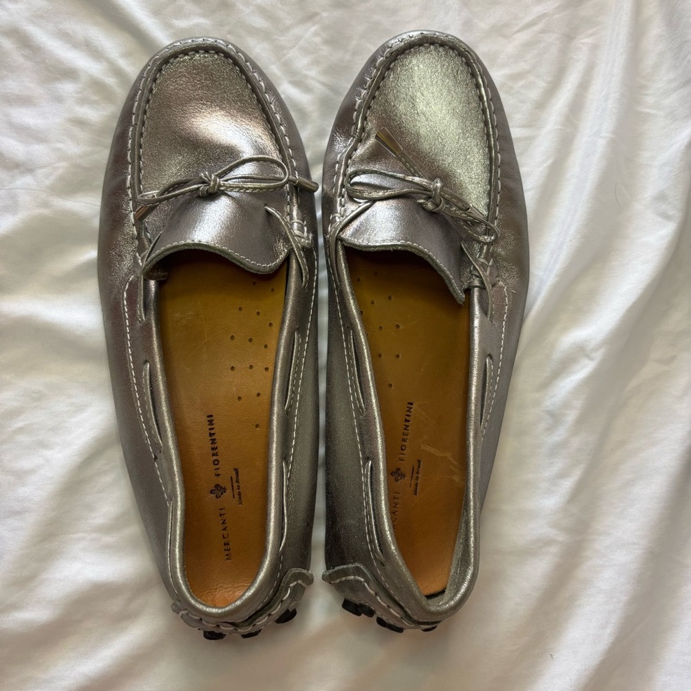 Mercanti Fiorentini Metallic Silver Women's Loafers